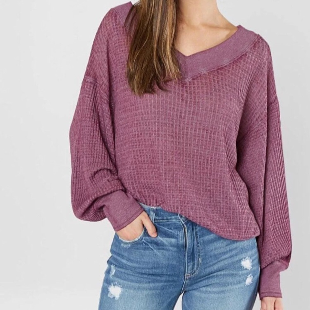 “Free People” SOUTHSIDE Violet Thermal Top